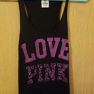 LOVE PINK XS tank top purple glitter sparkle
